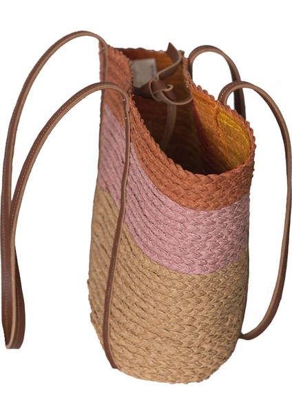 Çok Renkli Hasır Dokulu Çift Askılı Kadın Plaj Çantası fırsatları