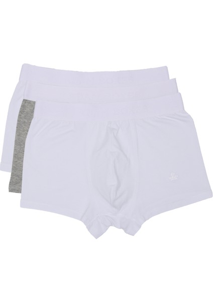 Boxer Trunk Neo-Cosy 3'lü Paket - Beyaz, Gri