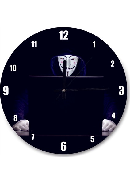 Cakatablo Anonymous Hacker Iş Başında Duvar Saati