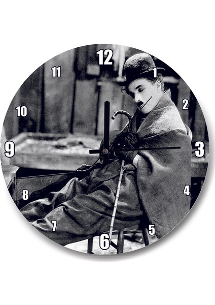 Cakatablo Charlie Chaplin Ayakları Soba Içinde Uyuyor Duvar Saati