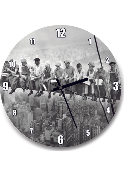 Cakatablo Gökdelende Öğle Yemeği Amerika Duvar Saati