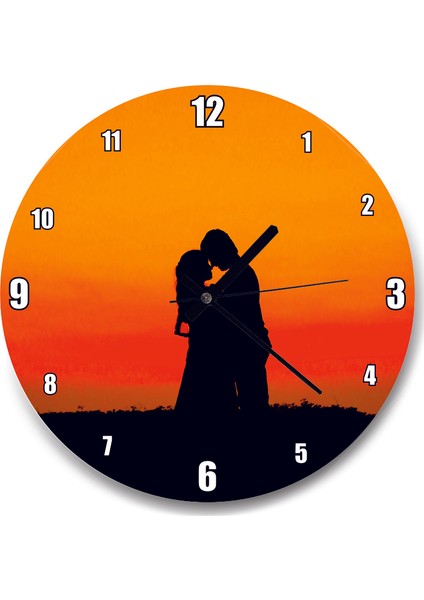 Cakatablo Günbatımında Romantik Çift Duvar Saati