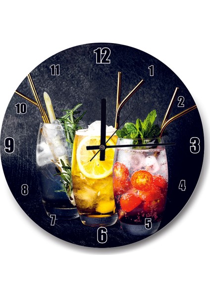 Cakatablo Meyveli Frozenler Siyah Arkaplan Duvar Saati