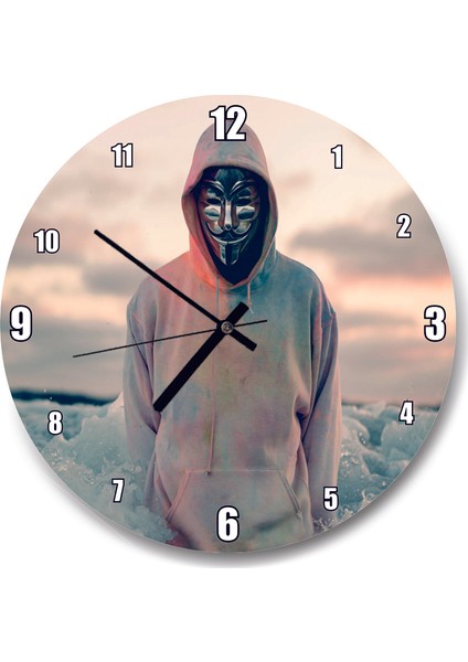 Cakatablo Okyanus Anonymous Maske Duvar Saati