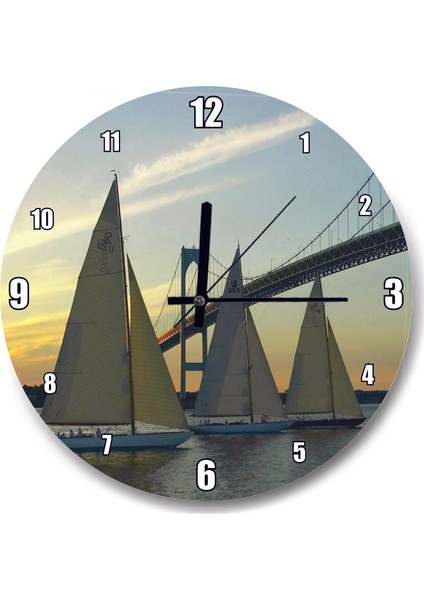 Cakatablo Rhode Island Köprü Yelkenliler Duvar Saati
