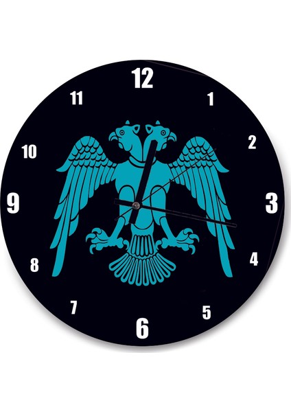 Cakatablo Siyah Zeminde Selçuklu Simgesi Görselli Duvar Saati
