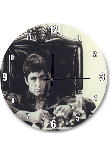 Cakatablo Tony Montana Siyah Beyaz Duvar Saati