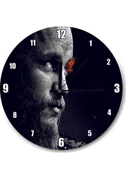 Cakatablo Vikingler Ragnar Karanlık Arkaplan Duvar Saati