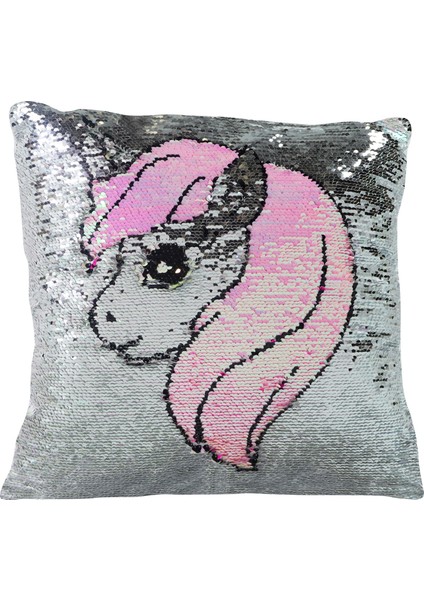 Unicorn Pembe 45 cm Pullu Yastık