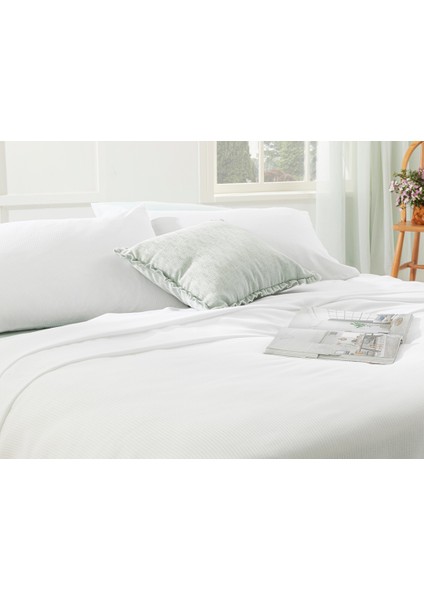 Cool Stripe Soft Touch Tek Kişilik Pike Seti 150 x 220 cm Beyaz