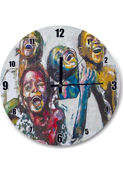 Cakatablo Afrikalı Çocukların Kahkahaları Yağlıboya Duvar Saati