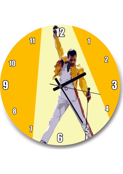 Cakatablo Freddie Mercury Sarı Zemin Duvar Saati