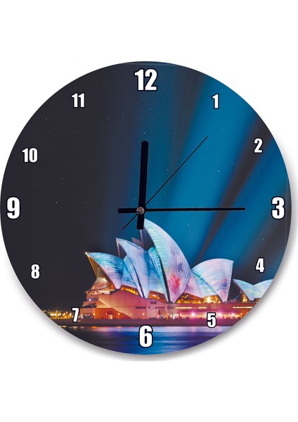 Cakatablo Sydney Opera Binası Gece Görünüş Duvar Saati