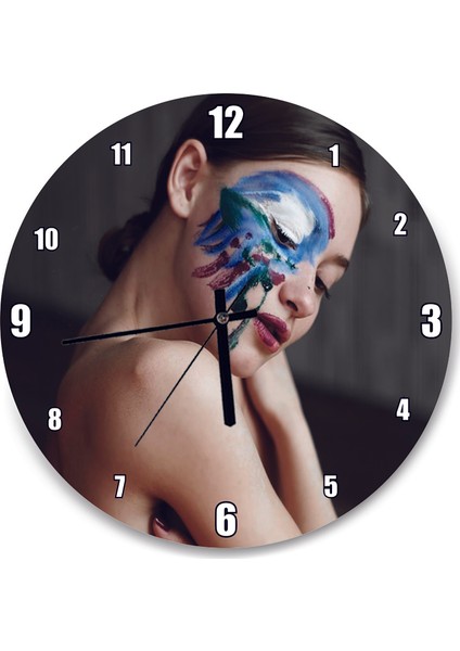 Cakatablo Yüzü Boyalı Kadın Duvar Saati
