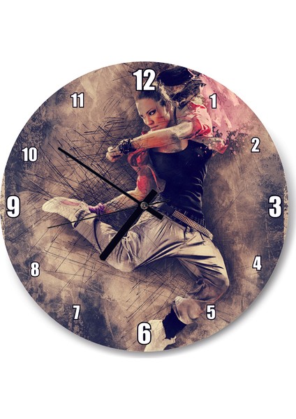 Cakatablo Uzakdoğulu Dövüşçü Kadın Duvar Saati