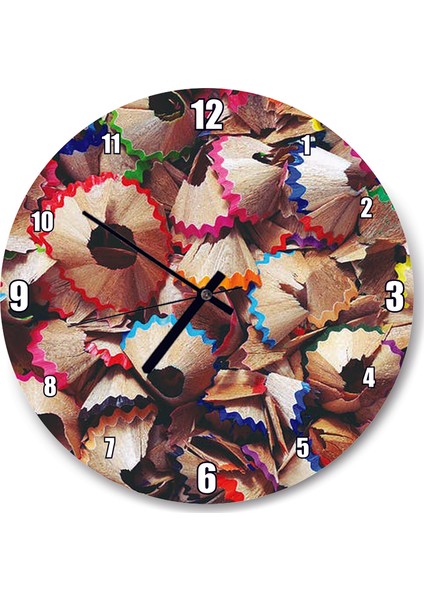 Cakatablo Traşlanan Boyalı Kalem Artıkları Duvar Saati