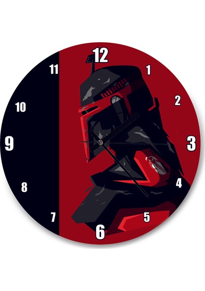 Cakatablo Star Wars Kırmızı Zeminde Kask Duvar Saati