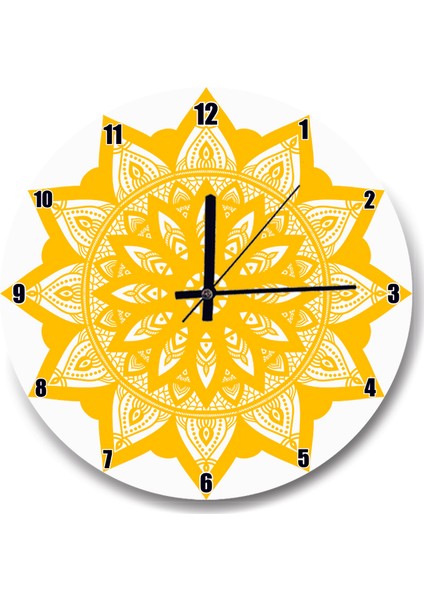 Cakatablo Sarı Renkli Motifli Duvar Saati