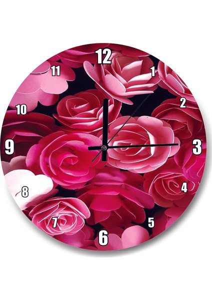 Cakatablo Pembe Güller Görseli Duvar Saati