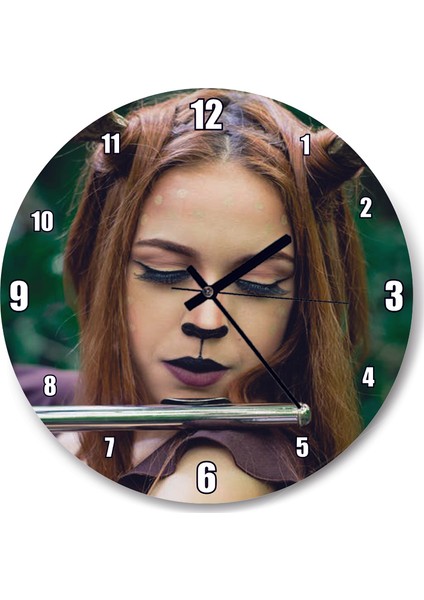 Cakatablo Flüt Çalan Kız Duvar Saati