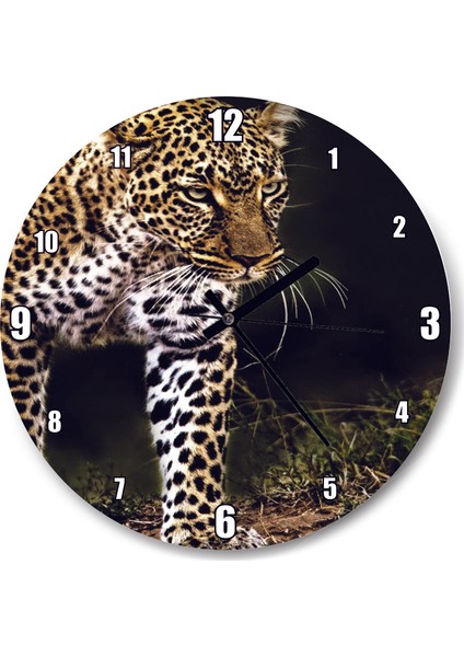 Cakatablo Doğadaki Leopar Duvar Saati