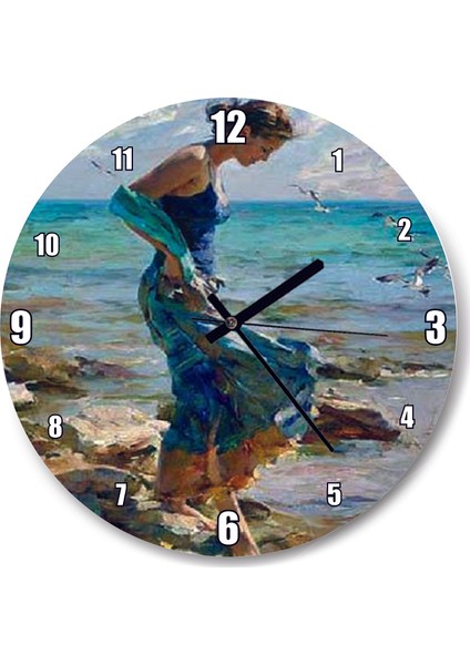Cakatablo Deniz Martı Kadın Duvar Saati