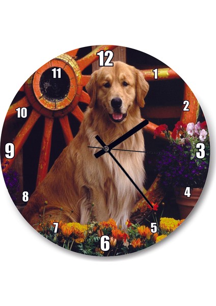Cakatablo Çiçekler Köpek Duvar Saati