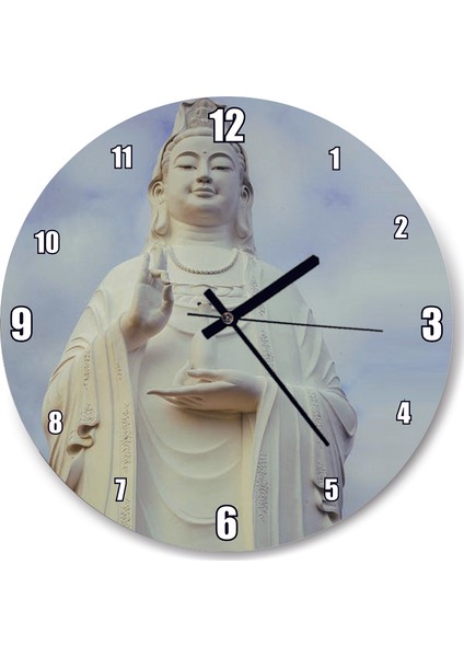 Cakatablo Budist Heykel Göraeli Duvar Saati