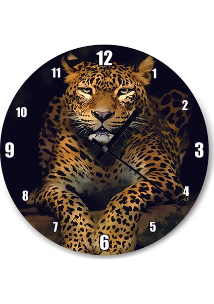 Cakatablo Ava Hazırlanan Leopar Duvar Saati