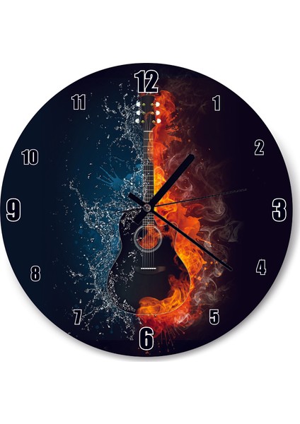 Cakatablo Alevli Buzlu Gitar Duvar Saati