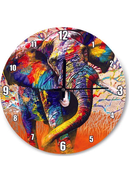 Cakatablo Afrika Renkleri Fil Duvar Saati