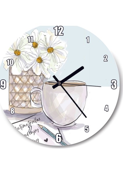 Cakatablo Çiçek Mektup ve Kahve Duvar Saati
