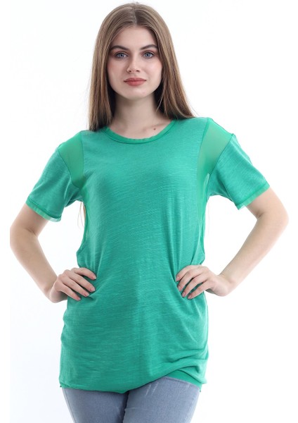 Kadın Yeşil Kol Çevresi Detaylı T-Shirt fiyatları