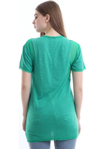 Kadın Yeşil Kol Çevresi Detaylı T-Shirt indirimleri