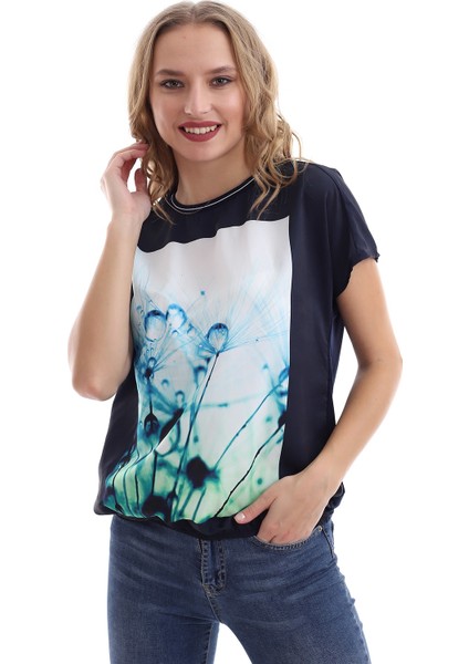 Kadın Eteği Lastikli Baskılı T-Shirt