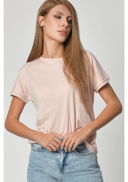 Kol ve Eteği Sim Detaylı Tişört - Pembe Pembe - L fiyatları