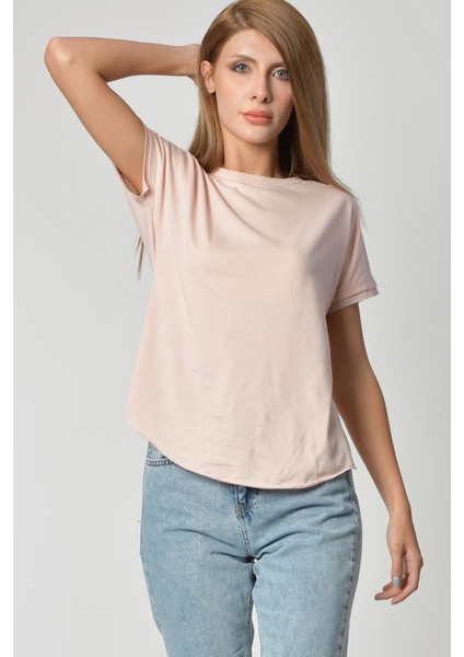 Kol ve Eteği Sim Detaylı Tişört - Pembe Pembe - L modelleri