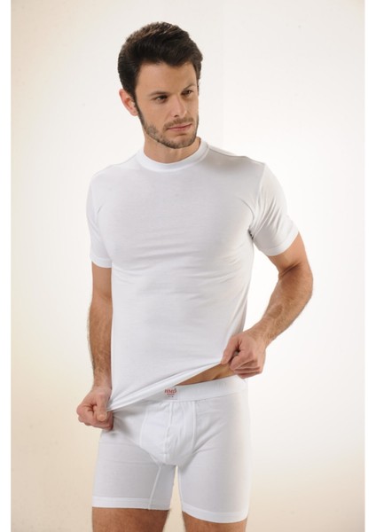 602 %100 Pamuklu Süprem Kapalı Yaka Erkek Atlet - Beyaz