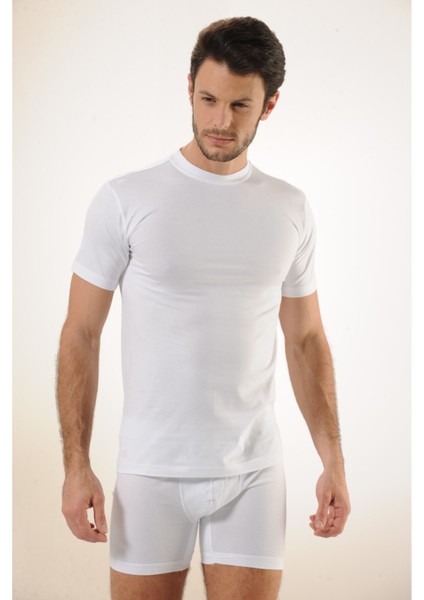 602 %100 Pamuklu Süprem Kapalı Yaka Erkek Atlet - Beyaz fiyatları