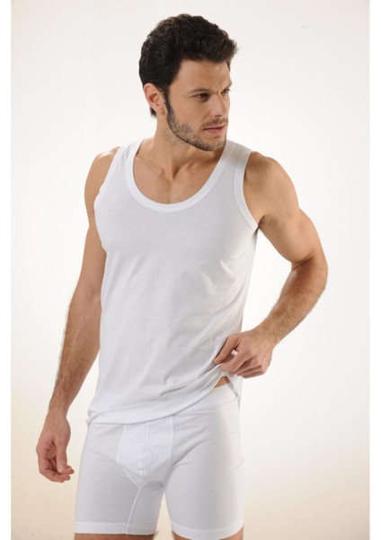 600 3'lü %100 Pamuklu Suprem Askılı Erkek Atlet - Beyaz