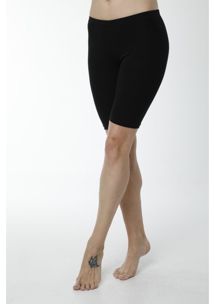 4007 3'lü Diz Üstü Kapri Tayt - Siyah