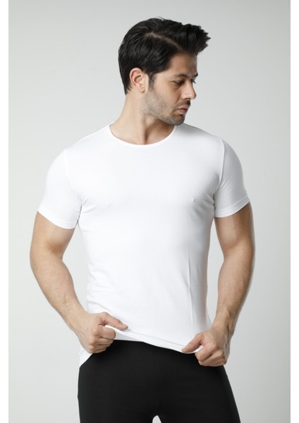704 Pamuklu Bisiklet Yaka Erkek Atlet - Beyaz modelleri