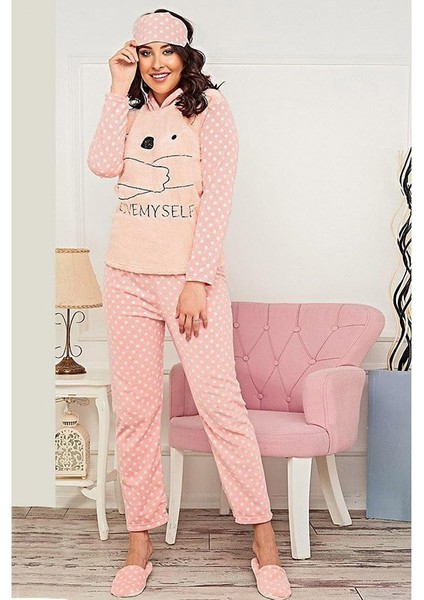 Ayıcık Desenli Kadın Pijama Takımı 7024 Pembe Pembe - Xxl