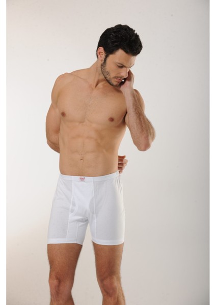 202 3'lü %100 Pamuk Erkek Boxer Külot - Beyaz