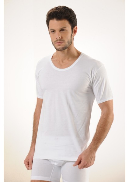 606 3'lü Ribana %100 Pamuk Süprem Bisiklet Yaka Erkek Atlet - Beyaz fiyatları