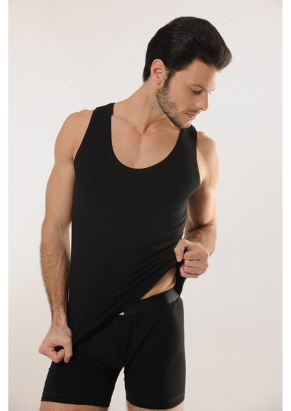 716 3'lü Pamuklu Askılı Erkek Atlet - Siyah