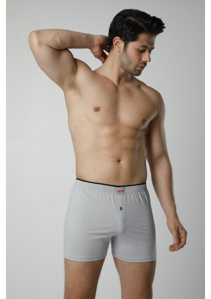 305 6'lı Düğme Detay Likralı Erkek Boxer Külot - Gri