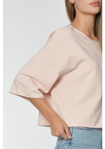 Yuvarlak Yaka Sweatshirt - Pembe Pembe - L modelleri