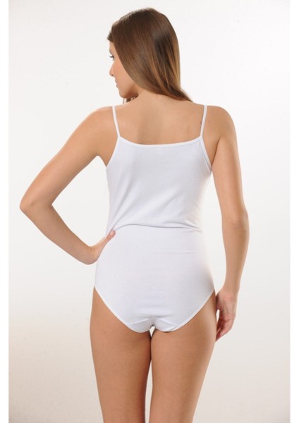 3001 6'lı Ince Askılı Pamuk Çıtçıtlı Body - Beyaz modelleri
