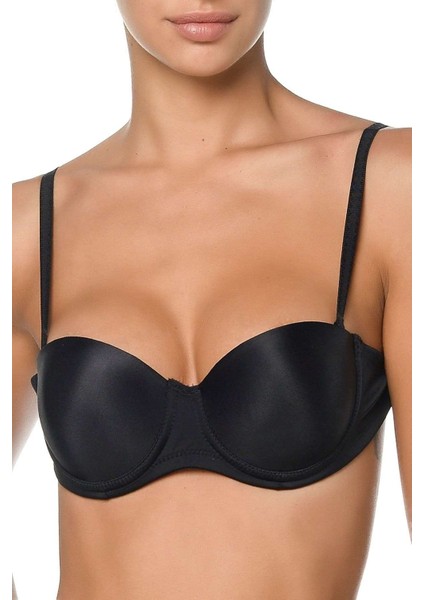 2850SEFFAF Dolgulu Straplez Sırtı Şeffaf Sütyen - Siyah modelleri